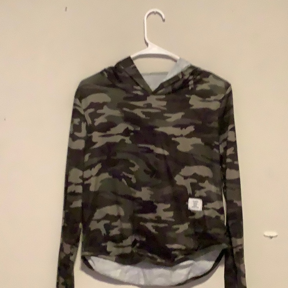 Green and Brown Camouflage Pullover Hoodie